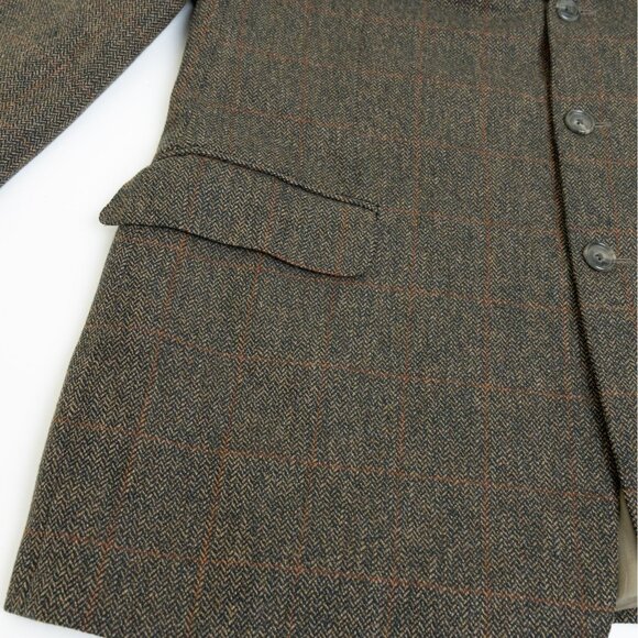Ermenegildo Zegna Herringbone Tweed Blazer Wool Cashmere Brown Plaid 46 L EU 56 - Picture 9 of 13